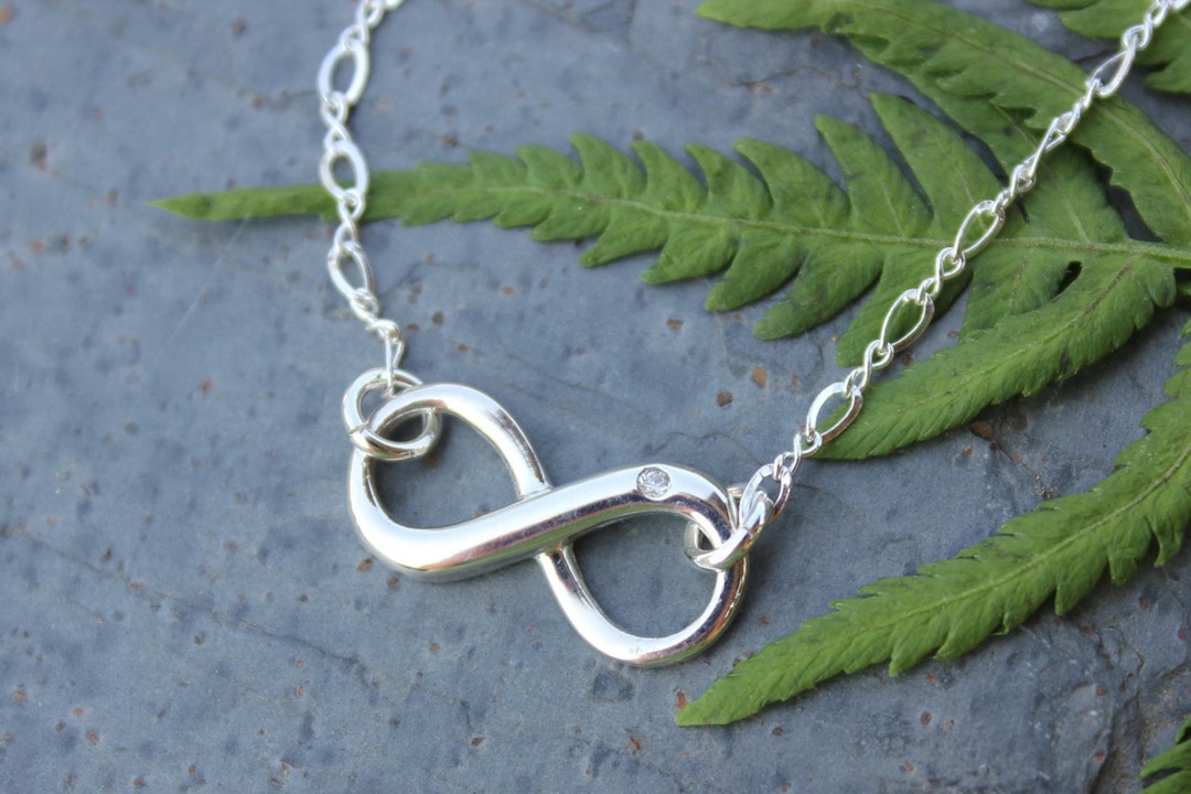 Infinity Sign Sterling Silver Necklace With Real Diamond Accent - Fancy ...
