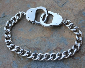 Chunky roestvrij staal handboeien armband, choker of ketting- niet-bezoedelde zware stoeprand ketting &hand manchet sluitingen- mannen + vrouwen- gratis schip USA