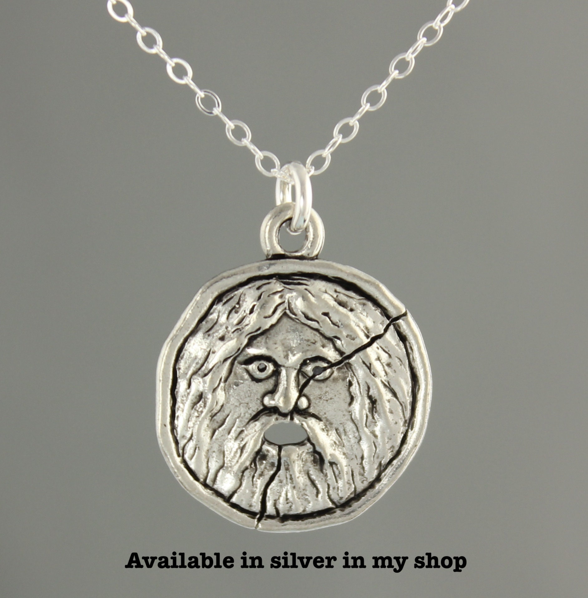 Gold Bocca Della Veritas Necklace- Ancient Roman Mouth of Truth