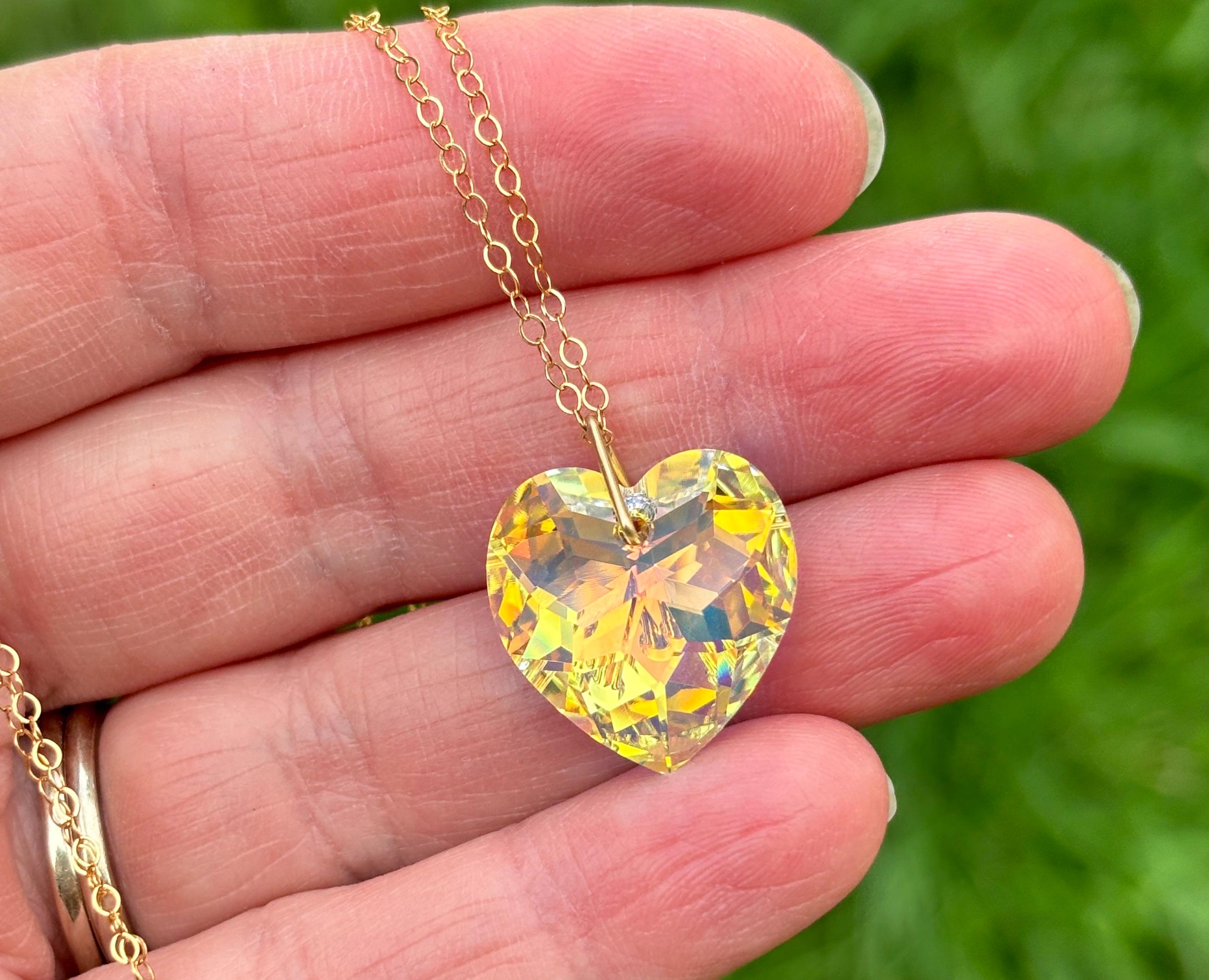 Champagne Heart Necklace + Earring Set or Separates- Fiery Aurora 