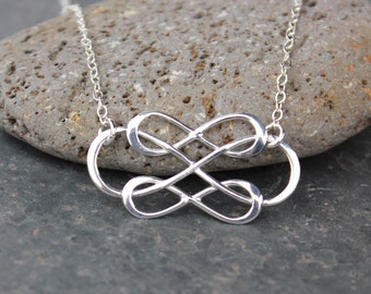 Triple Infinity Necklace - sterling silver infinity sign and delicate chain - Family - Love - Eternal - Endless - Forever - Infinite