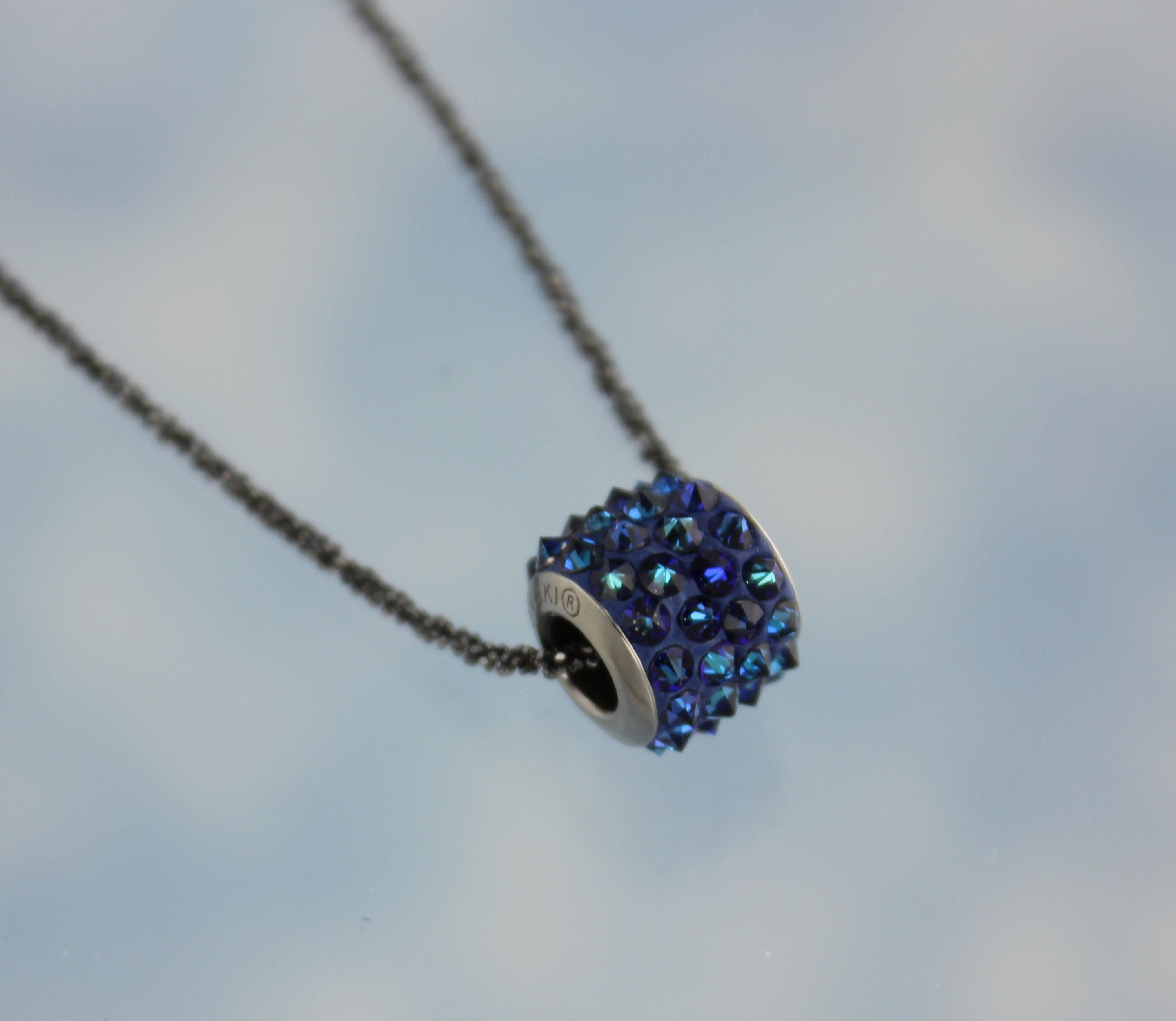 Metallic Blue Spike Necklace- Swarovski Crystal Pavé Bead