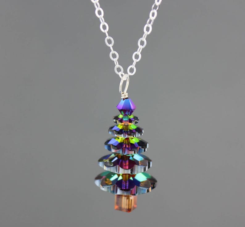 Color Changing Christmas Tree Sterling Silver Necklace Etsy
