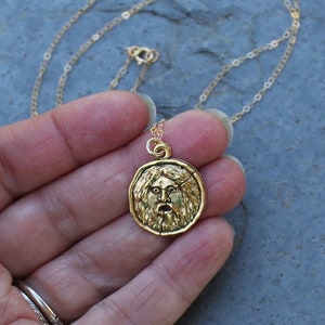 Bocca Della Verita Gold Necklace Ancient Roman Mouth of Truth symbol charm Roman Holiday Ancient Rome image 4