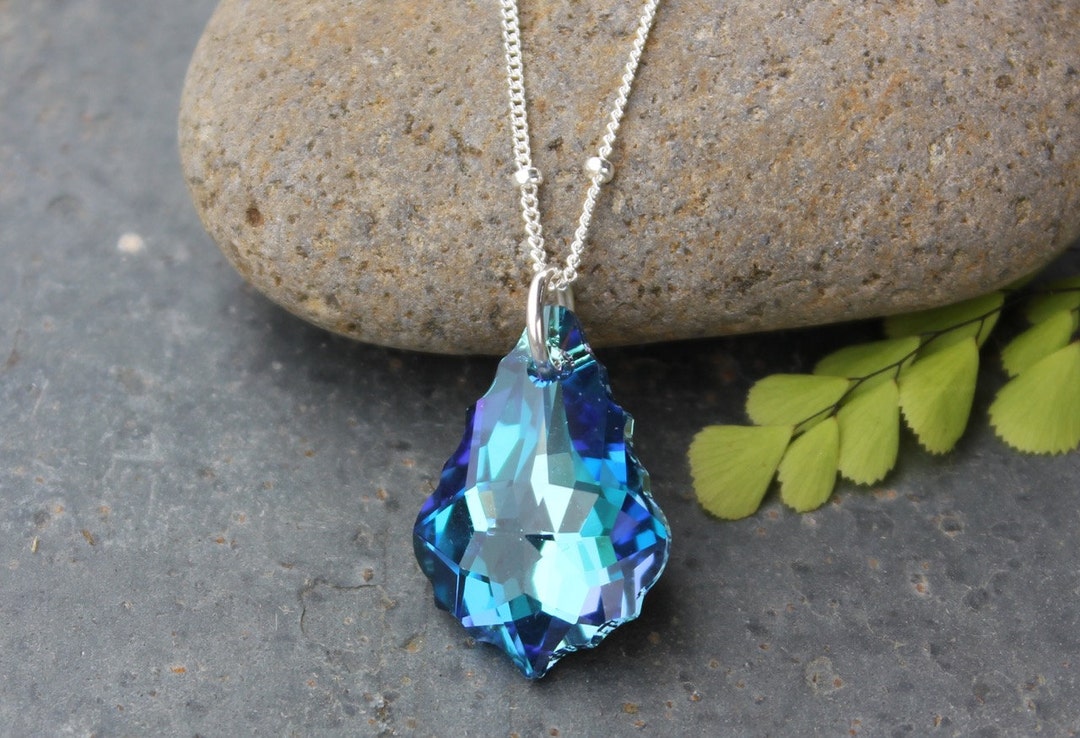 Aqua Vitrail Baroque Crystal Necklace Color Changing - Etsy