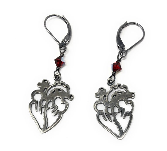 Orecchini Anatomici A Cuore In Argento 925 – Gioiello Gotico Ipoallergenico, Regalo Originale