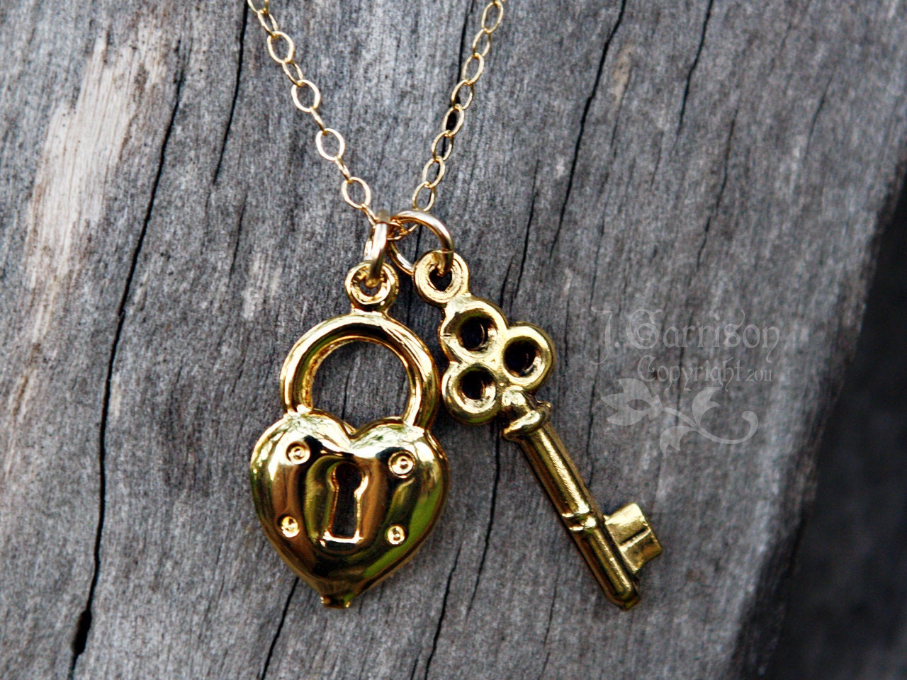 Retro Gold Key to My Heart Necklace heart lock & key on gold Etsy