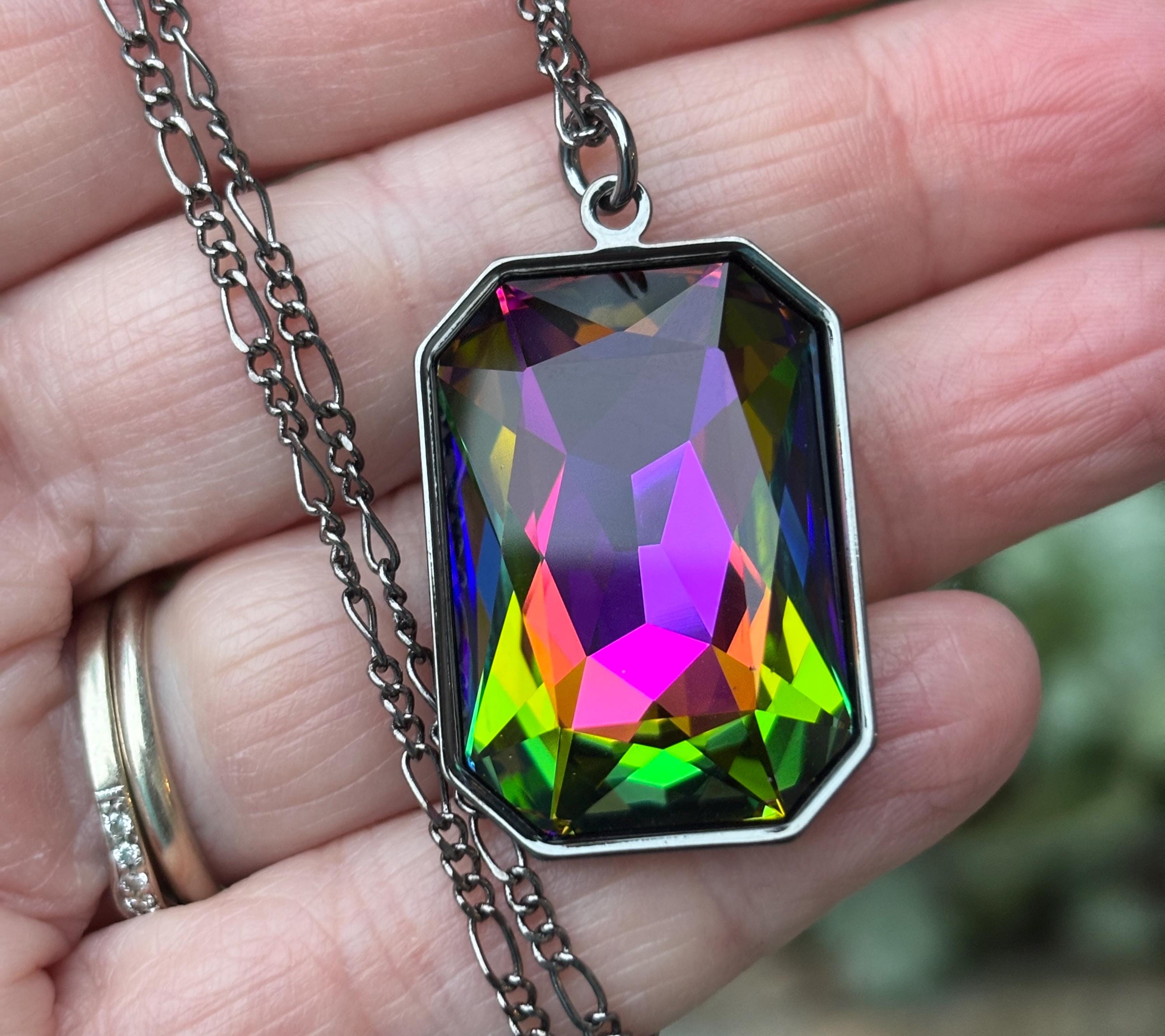 Swarovski カラフルネックレス New in Gift Box SWAROVSKI 5656397 Rhodium Plated Gema Statement