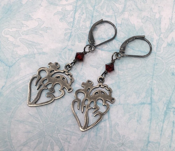 Orecchini anatomici a forma di cuore, in argento Sterling 925