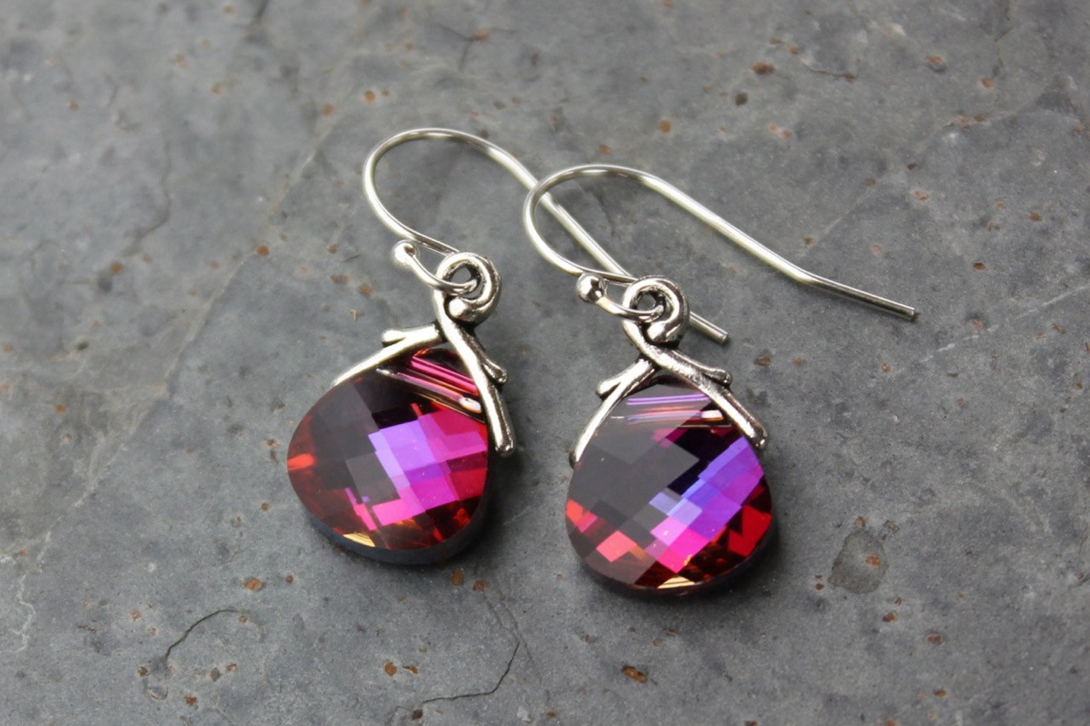 Silvertone Clear Swarovski Crystal Briolette Drop Earrings main image 1