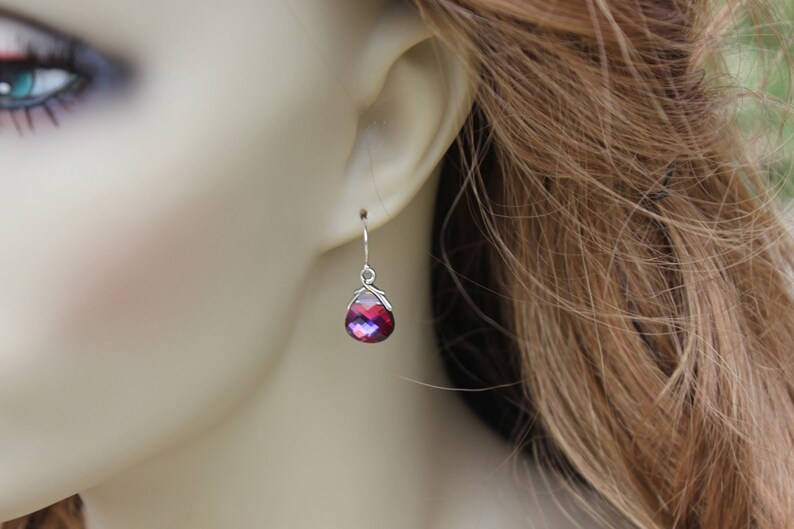 pink purple orange colors Volcano Crystal Briolette Sterling Silver Necklace pink purple orange colors Volcano Crystal Briolette Sterling Silver Necklace