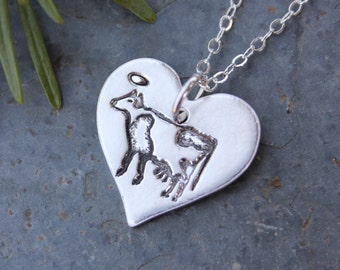 Holy Cow necklace - handmade fine silver heart with adorable dairy cow- farm, barn, country- sterling silver chain - free shipping in USA