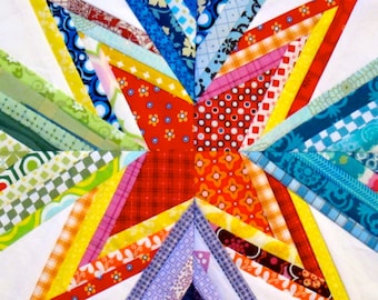 Scrap Attack - 6 inch, 9 inch, & 12 inch, Scrap Friendly, Easy Beginner Paper Piecing Quilt Pattern PDF