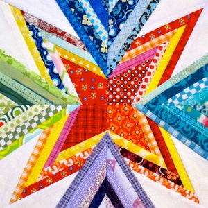 Scrap Attack - 6 inch, 9 inch, & 12 inch #201, Scrap Freundlich Einfacher Anfänger Quilt Anleitung PDF, traditioneller moderner Stern-Quilt