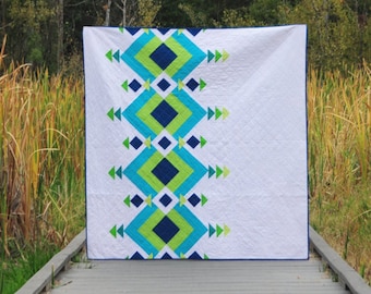 Flussteich #102, Easy Quilt Anleitung, Quilt Muster PDF, Geometrische Quilt Anleitung, Moderne Quilt Anleitung