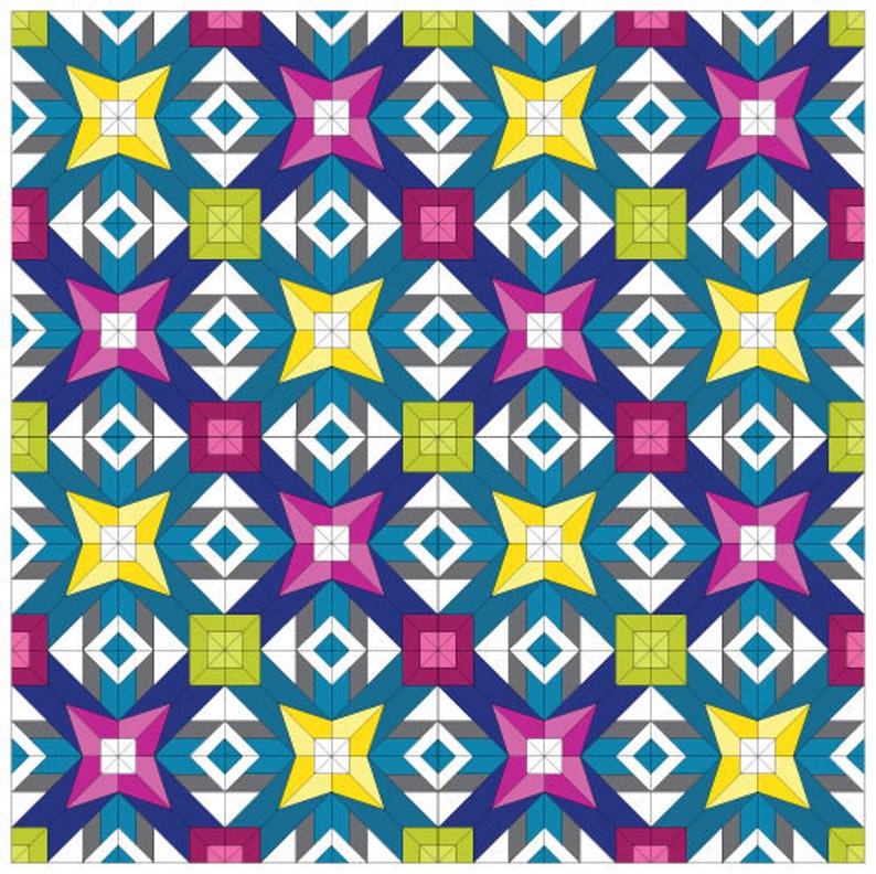 9 inch 12 inch 18 inch Paper Piecing Quilt Pattern PDF 3 block sizes Libra #245 Zodiac Quilt Modern Block of the Month Sampler