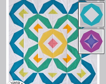 Starburst #212, 12 inch 3 block designs, Easy Quilt Pattern, Paper Piecing Quilt Pattern PDF, Modern Star Quilt Pattern