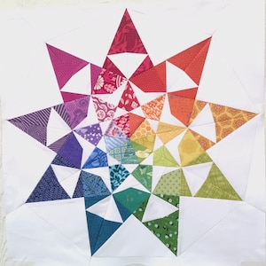 Dusk #230, 2 sizes: 18 inch  & 24 inch Modern Star Quilt Pattern, Paper Piecing Quilt Pattern PDF, Scrap Friendly Quilt Block