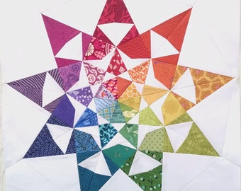 Dusk #230, 2 sizes: 18 inch  & 24 inch Modern Star Quilt Pattern, Paper Piecing Quilt Pattern PDF, Scrap Friendly Quilt Block