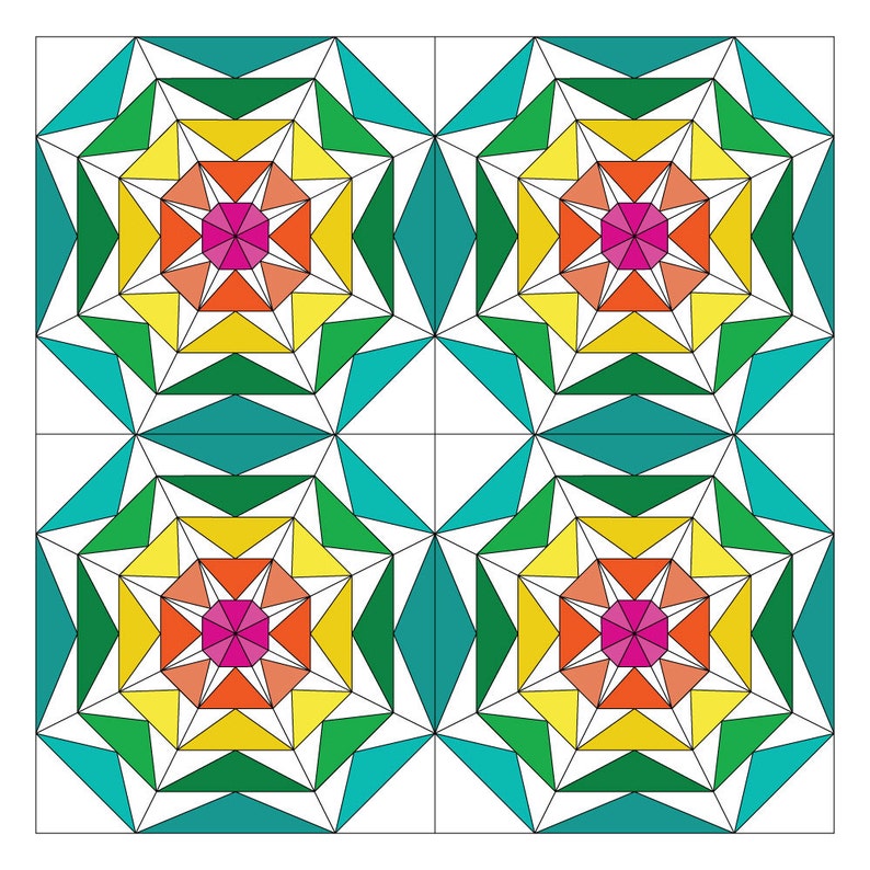 70's Geese Bundle 203, 4 sizes: 6 inch 9 inch 12 inch 18 inch Star Paper Piecing Quilt Pattern PDF, Modern Scrap Friendly Quilt Pattern image 6