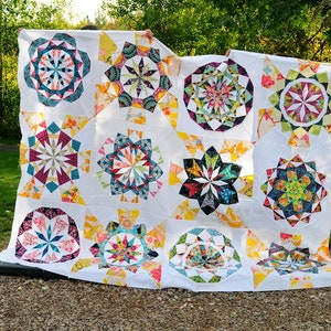 Celestial Star - 24 inch #222, Quiltblock, Kaleidoskop-Quiltmuster PDF, Modern Star Quilt Pattern, Fat Quarter freundlich