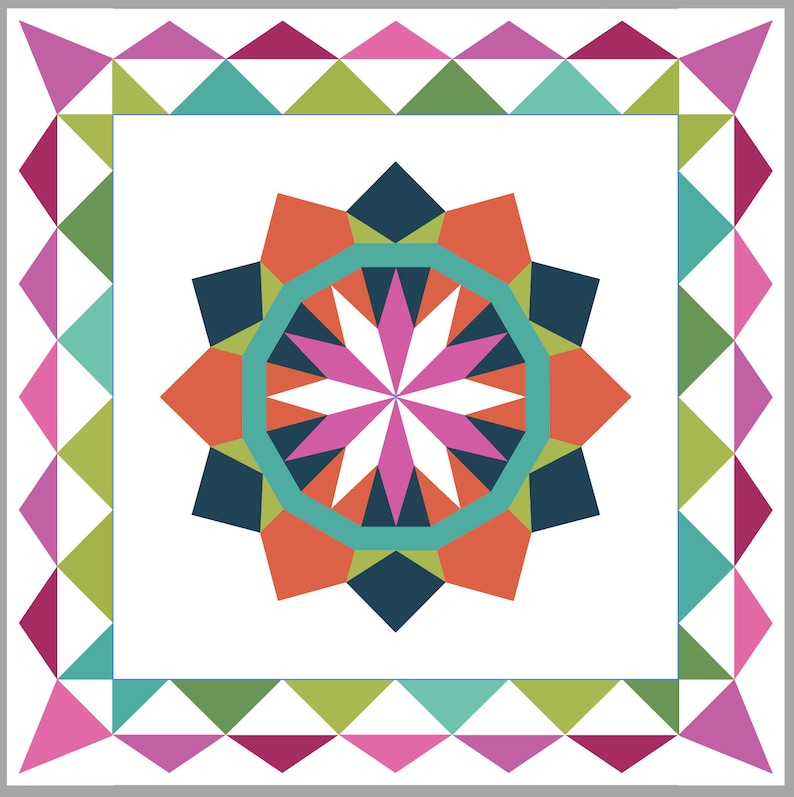 Celestial Star 222, 24 inch quilt block, Kaleidoscope Paper Piecing Quilt Pattern PDF, Modern Star Quilt Pattern, Fat quarter friendly image 4