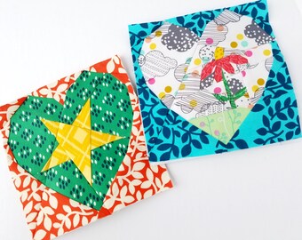 Heart Attack - 6 inch #265, Paper Piecing Quilt Pattern, 21 heart variations, Modern Heart Quilt Block, Foundation Paper Piecing