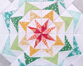 80's Geese - 9 inch #250, quilt block Scrap Friendly Modern Star Quilt Pattern, Paper Piecing Quilt Pattern PDF Instant Download