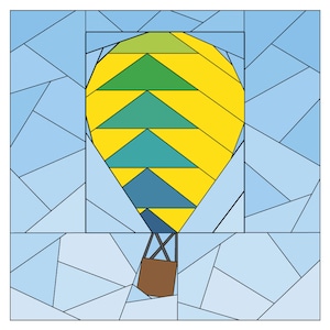 Rise Above Add-on: Flying Geese 12 inch #260, Hot Air Balloon Pattern, Paper Piecing Quilt Pattern PDF, Easy Modern Scrap Friendly Pattern