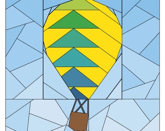 Rise Above Add-on: Flying Geese 12 inch #260, Hot Air Balloon Pattern, Paper Piecing Quilt Pattern PDF, Easy Modern Scrap Friendly Pattern