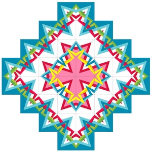 Star Gazing 227, 5 patterns, 18 inch block, Paper Piecing Quilt Pattern PDF, Modern Kaliedoscope Star Quilt Block Pattern image 5