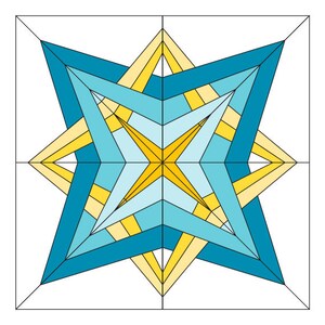 Star Gazing 227, 5 patterns, 18 inch block, Paper Piecing Quilt Pattern PDF, Modern Kaliedoscope Star Quilt Block Pattern image 4