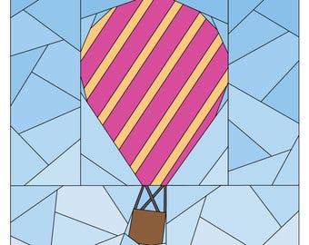 Rise Above Add-on: Diagonal Stripe 12 inch #255, Hot Air Balloon Pattern Quilt Pattern, Modern Paper Piecing Quilt Pattern PDF