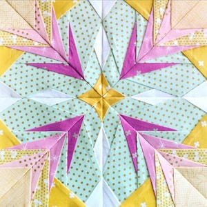 Winter Holly #225, 3 sizes: 6 inch 9 inch 12 inch Paper Piecing Quilt Pattern PDF, Scrap Friendly Quilt Pattern, Modern Quilt Pattern
