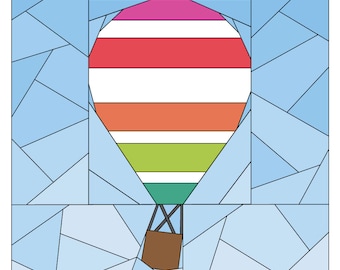 Rise Above Add-on: Horizontal Stripe 12 inch #256, Hot Air Balloon Quilt Pattern, Paper Piecing Quilt Pattern PDF, Easy Modern Quilt Pattern