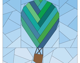 Rise Above Add-on: Herringbone 12 inch #257, Hot Air Balloon Pattern Quilt Pattern, Paper Piecing Quilt Pattern PDF, Scrap Friendly