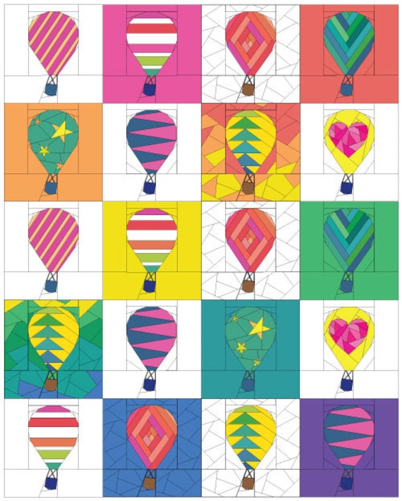 Rise Above Geometric #252, 12 Inch Hot Air Balloon Pattern