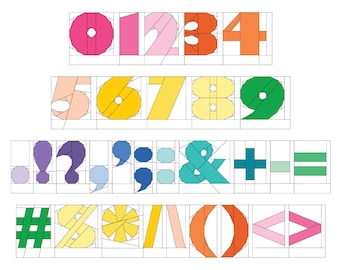 My ABC's: Numbers & Punctuation 3 inch #217, Numbers Alphabet Quilt Pattern, Paper Piecing Quilt Pattern PDF, Scrap Friendly Quilt Pattern