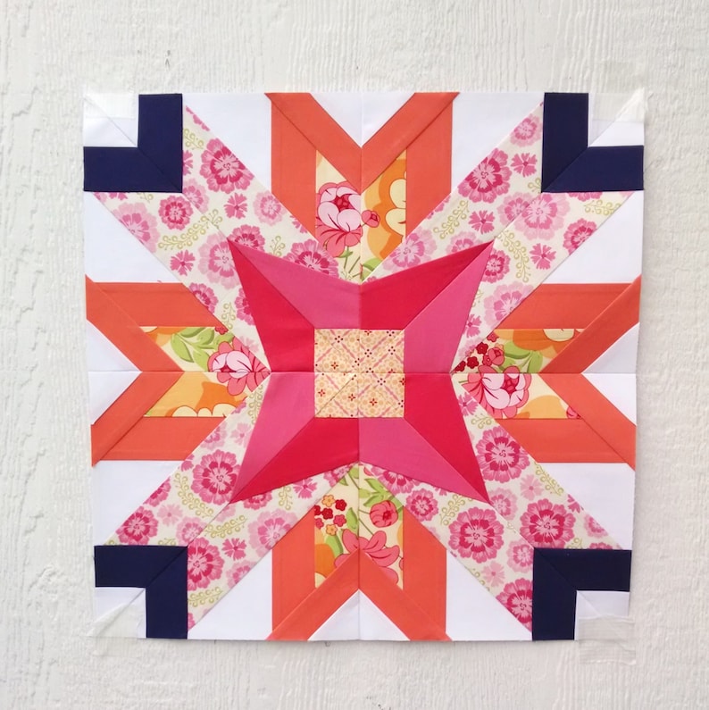9 inch 12 inch 18 inch Paper Piecing Quilt Pattern PDF 3 block sizes Libra #245 Zodiac Quilt Modern Block of the Month Sampler