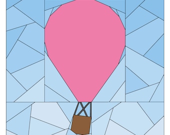Rise Above Base #254, 12 inch Hot Air Balloon Pattern, Modern Paper Piecing Quilt Pattern PDF, Mix-and-Match with 8 add-on balloon patterns