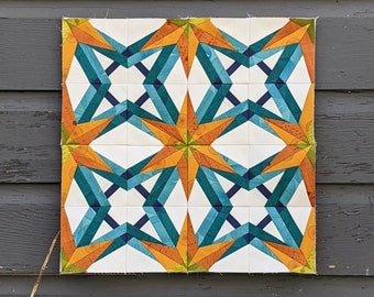 Poinsettia, 3 sizes: 9 inch 12 inch 18 inch, Paper Piecing Quilt Pattern PDF, Scrap Friendly Quilt Pattern, Modern Quilt Pattern