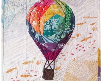 Rise Above Geometric #252, 12 inch Hot Air Balloon Pattern, Modern Paper Piecing Quilt Pattern PDF, Mix-&-Match w/ 8 add-on balloon patterns