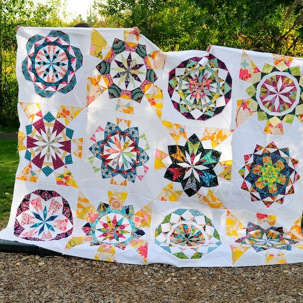 Celestial Star Bundle, 4 block sizes: 9 inch 12 inch 18 inch 24inch, Paper Piecing Quilt Pattern PDF,  Modern Star Kaleidoscope Pattern