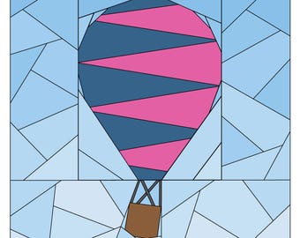 Rise Above Add-on: Circus 12 inch #259, Hot Air Balloon Pattern, Paper Piecing Quilt Pattern PDF, Beginner Modern Quilt Pattern