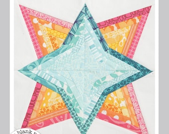 Something Springy #208, 12 inch Modern Star Quilt Pattern, Paper Piecing Quilt Pattern PDF, Easy Beginner Scrap Friendly Quilt Pattern