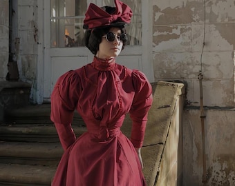 Victorian 1890s style dress, Day dress, Bodice and skirt, Historical Reenactment, Period Costume, Made to measure