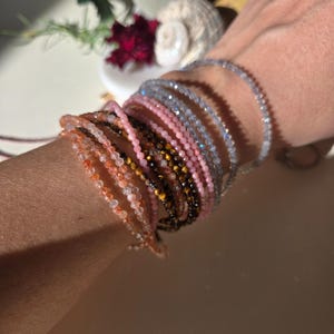 Gemstone Wrap Bracelet or Necklace: Pink Opal, Labradorite, Sunstone Tiger’s Eye, Shiny Genuine Stones, Dainty Gift for Her