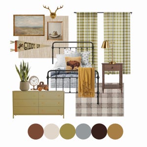 Paquete de diseño de dormitorio para niño Amos / Tablero de ideas de diseño de interiores prediseñado / Lista de compras para el dormitorio / Descarga instantánea de diseño electrónico