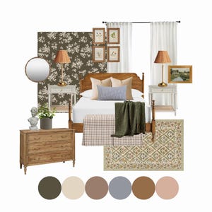 Paquete de diseño de dormitorio de Gladys / Tablero de ideas de diseño de interiores prediseñado / Lista de compras para el dormitorio / Descarga instantánea de diseño electrónico
