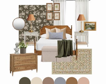 Gladys Bedroom Design Package | Pre-Made Interior Design Mood Board | Bedroom Shopping List | E-Design Instant Download